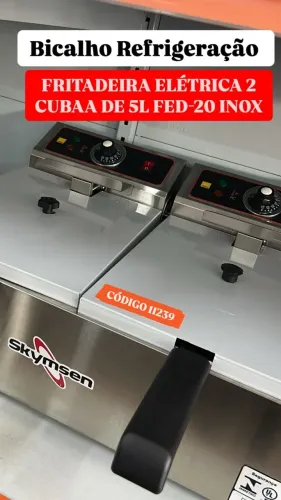 FRITADEIRA ELETRICA 2 CUBAS DE 5L FED 20 INOX NOVA