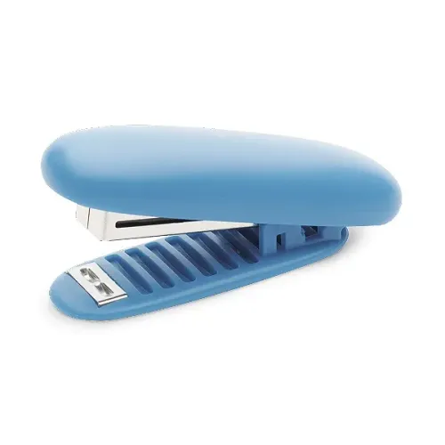 Mini Grampeador Plástico até 15 Folhas, Semiautomático, Azul - Maxprint