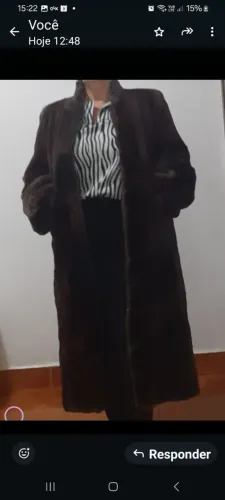 Casaco de pele natural feminino longuete