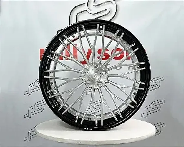 Jogo de Roda Gisa FT080 Forged Prata Borda Preta 5x112 - 22x9,5 e 22x11,5 Offset 15 e 20