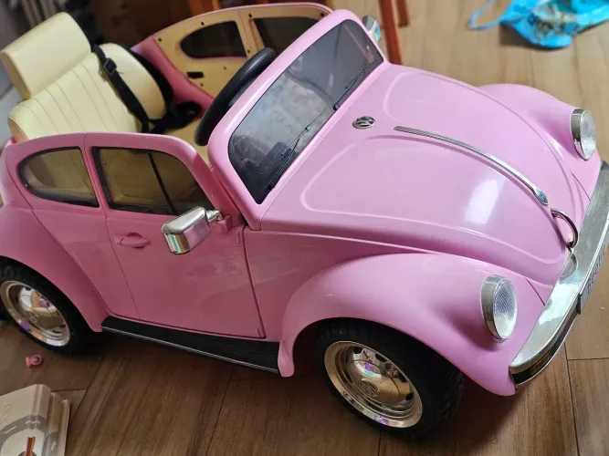 Carro Elétrico Infantil Rosa Volkswagen Beetle - Bel Fix 12V Controle Remoto MUITO NOV