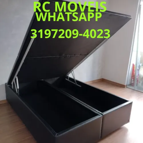 Cama Box Super King Baú 1,93x2,03 - Modelo Bipartido com Abertura Pneumática