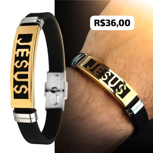 Pulseira Jesus em Silicone