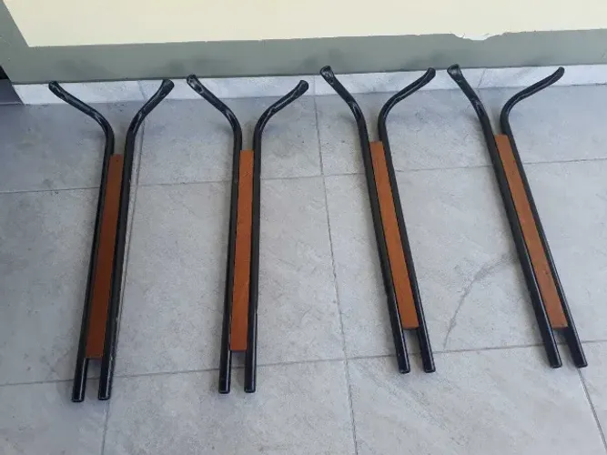 Jogo de Pés de Mesa Duplo com Acabamentos com Madeira com 4 peças Anos 80