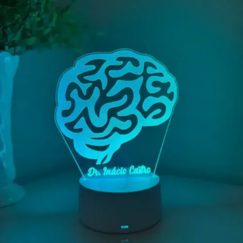 Luminária LED Em Acrílico Personalizada - Medicina - Cérebro - Neurocirurgião