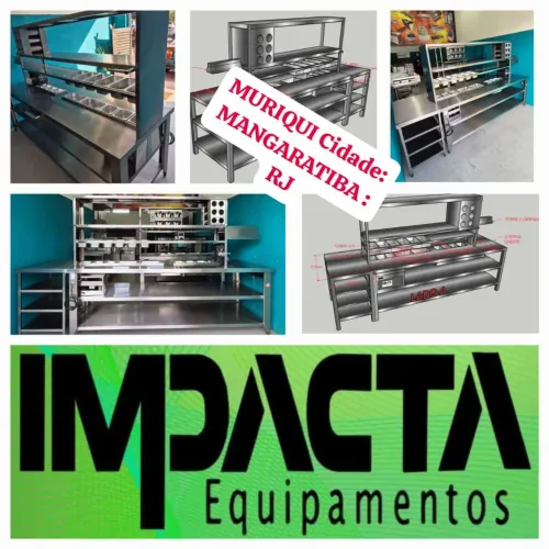 Condimentadora bancada Inox sob medida- pista aquecida, banho Maria, pista fria