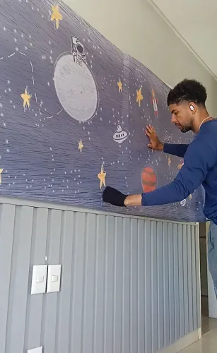 Papel de Parede Infantil Espacial