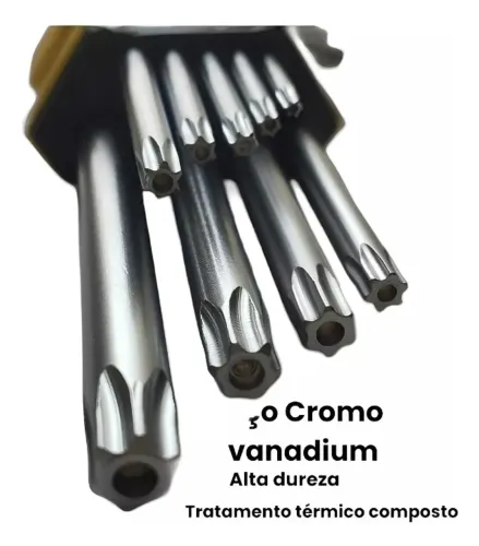 Kit Jogo Chave Torx 9pçs Extra Longa Ferramentas Bom-3206 Prateado