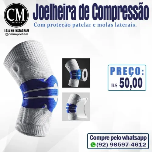 Joelheira de Compressão com Proteção Patelar e Astes Laterais.