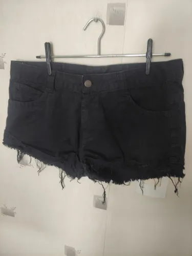 Short Jeans Preto Desfiado