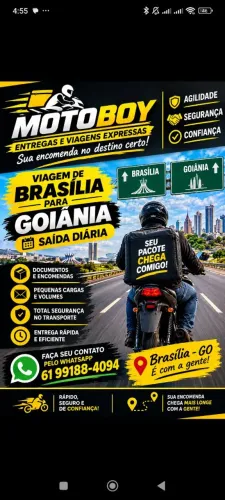 Motoboy saindo Brasília para Goiânia