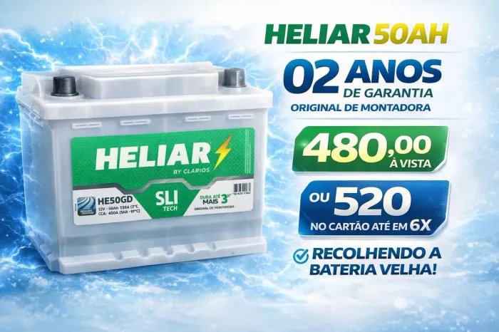 Bateria Heliar 50Amp 2Anos de Garantia $480,00 Original De Montadora