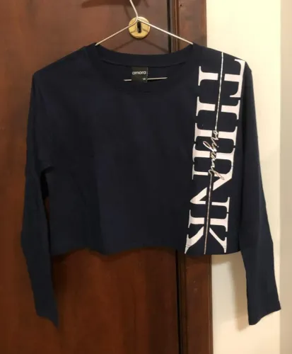 Camiseta em malha manga longa - Marca Amora - Tamanho 14