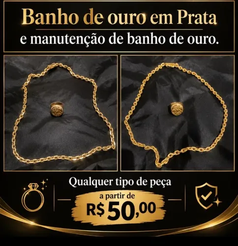 Banho de ouro em peças de prata e manutenção 24k em banho de ouro