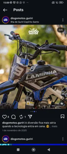 Mini moto de trilha, com partida elétrica e motor 2T, zero km com nota fiscal e garantia.