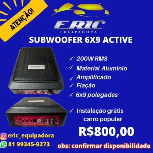 Subwoofer 6x9 polegadas Active 200w Rms - Instalado - Me liga