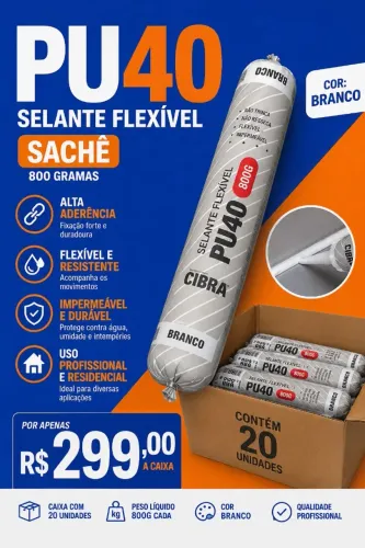 PU40 Selante Flexível Sachê 800g - Cibra | Branco (Caixa com 20 un.)