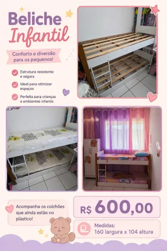 Bicama infantil com colchão 