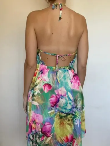 Vestido Afghan (Floral, Costas Abertas)