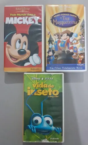 VHS Disney Vida de Inseto, Todo Mundo Ama o Mickey e Os Três Mosqueteiros