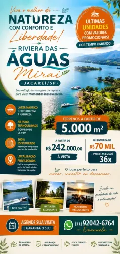 Terreno de 5 Mil a 20 Mim metros/Documentado/Acesso a Represa/Perfeito para Investimento