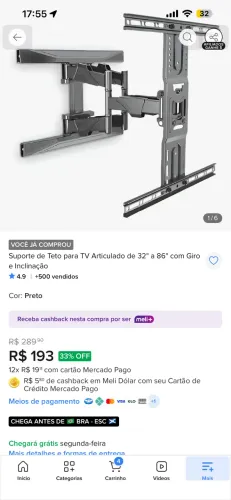 Suporte articulado para TV