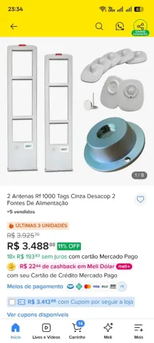 Antenas de alarme com mais de 1500 tags 