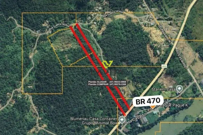 Terreno à venda localizado à margem da Rodovia BR-470, com fácil acesso e grande visibilid
