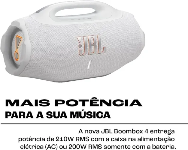 JBL Boombox 4 Branca<br>Com nota fiscal<br>Garantia de 1 ano<br>Somente venda, sem troc