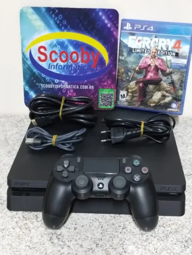 PS4 SLIM 1 TB, 1 CONTROLE, 1 JOGO, GARANTIA 1 ANO NO APARELHO, LOJA