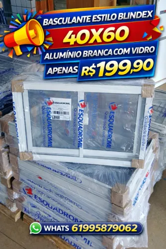 Basculante 40x60 alumínio branca com vidro apenas R$199,90