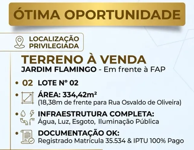 Lote 02 - FRENTE DA FAP - FACULDADE DE APUCARANA - 334,42m2