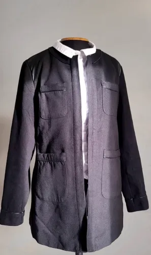 Casaco Feminino Lã Batida London Couture Preto | Veste 38 | Sem Avarias