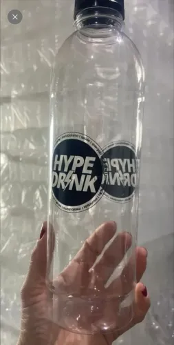 100 Garrafas Hype Drink Transparentes com Tampa - Lote Completo