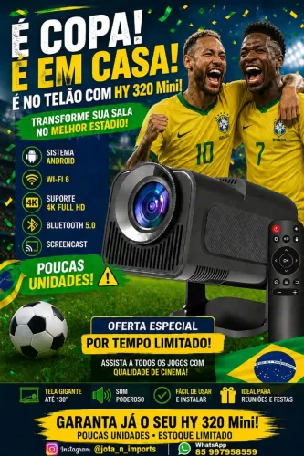 Projetor Smart Portátil HY320 Mini Suporte 4K Premium Wifi Bluetooth