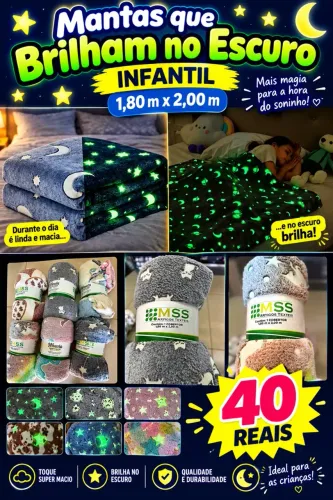 Mantas que Brilham no Escuro INFANTIL 1,80 m x 2,00 m