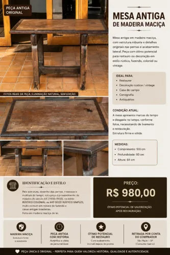 Mesa Antiga de Madeira