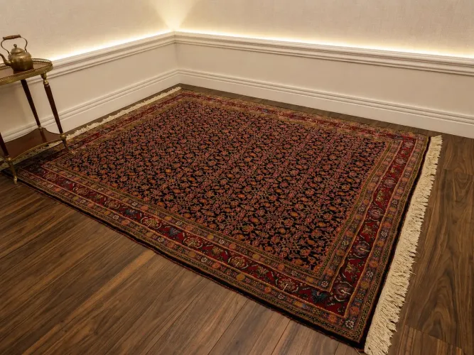 Tapete Persa Antigo Moud/Malayer - Padrão Herati - Feito à Mão<br>
