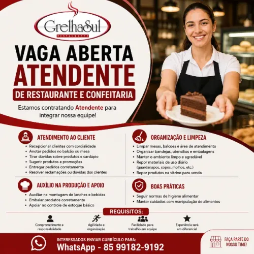 Atendente de confeitaria e restaurante 