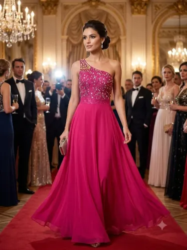 Vestido Festa Luxo Lindo Com Pedrarias Rosa Choque Pink Madrinha Formatura 
