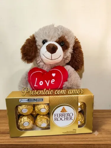Kit presente pelúcia e chocolate