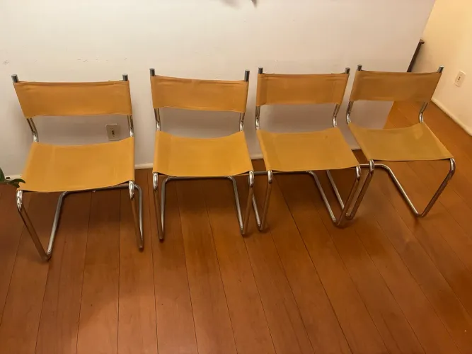 Conjunto 4 Cadeiras Cantilever Cromadas | Design Modernista | Customizáveis
