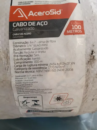 Cabo de aço 1/4"