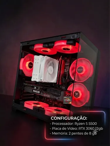 PC Gamer Impecável | Ryzen 5 5500 + RTX 3060 12GB