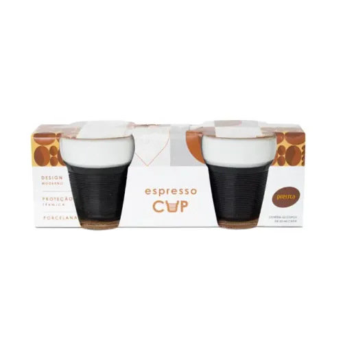 Copo Café Porcelana Luva de Silicone Pressca 50 ml 2 unidades