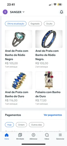 Lote de joias e semijoias