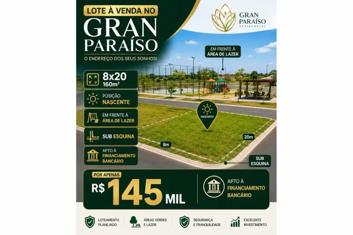 Vendo excelente Lote no Condomínio Gran Paraíso