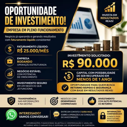 Oportunidade de investimento $90 mil