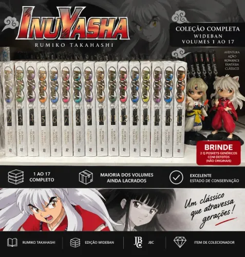Mangá Inuyasha Wideban 1-17 completo + brindes