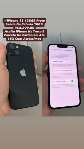 iPhone 13 128GB Preto - Aparelho Em Perfeito Funcionamento (Usado)